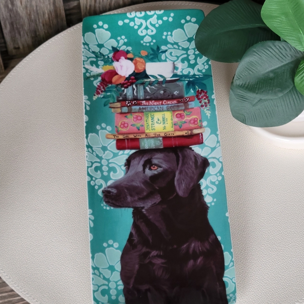 Greenbox Art & Culture Turquoise Floral Labrador Womens Best Friend Plate - Picture 7 of 14